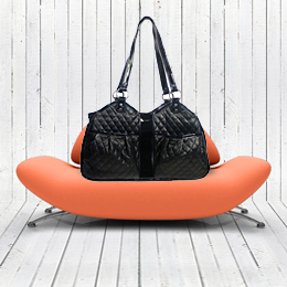Petote luxe black quilted dog carrier