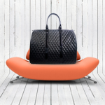 Quilted black pleather dog carrier