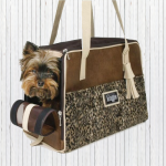 Ocelot print small dog travel carrier